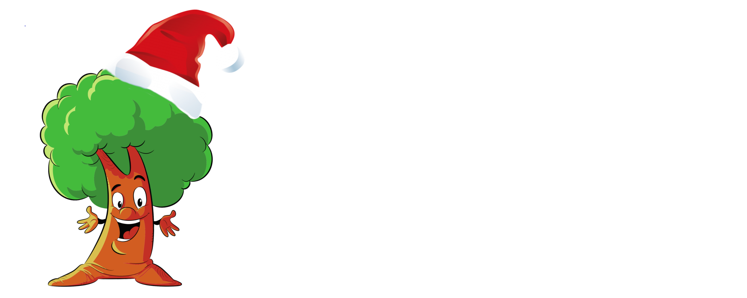 Logo di Camping La Quercia con albero sorridente e cappello di Natale.